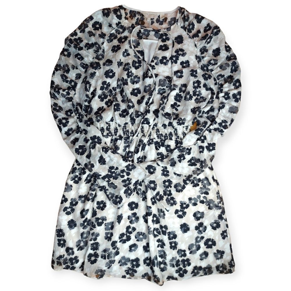 Ted Baker White Black Felici Dress Size 4 - Picture 8 of 16